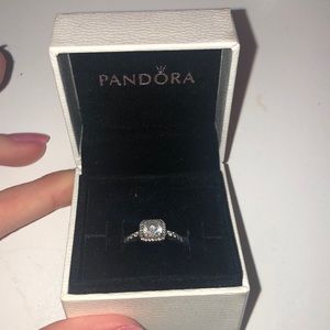 Pandora square sparkle halo ring - size 5